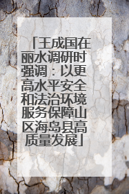 王成国在丽水调研时强调：以更高水平安全和法治环境服务保障山区海岛县高质量发展