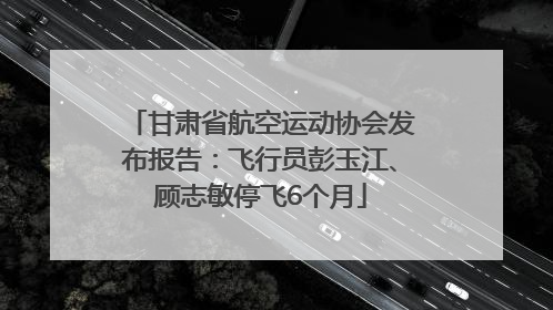甘肃省航空运动协会发布报告：飞行员彭玉江、顾志敏停飞6个月