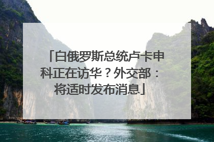 白俄罗斯总统卢卡申科正在访华？外交部：将适时发布消息