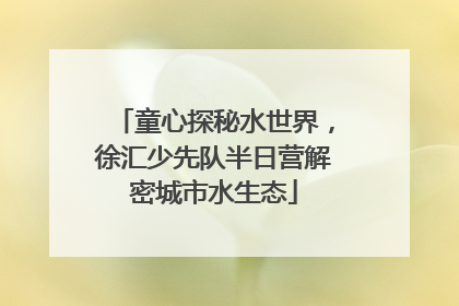 童心探秘水世界，徐汇少先队半日营解密城市水生态