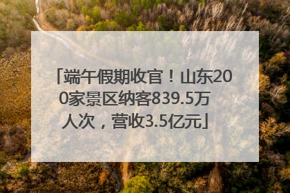 端午假期收官！山东200家景区纳客839.5万人次，营收3.5亿元
