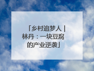 乡村追梦人｜林丹：一块豆腐的产业逆袭