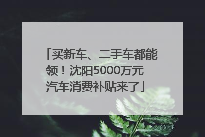 买新车、二手车都能领！沈阳5000万元汽车消费补贴来了