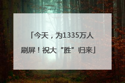 今天，为1335万人刷屏！祝大“胜”归来