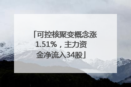 可控核聚变概念涨1.51%，主力资金净流入34股
