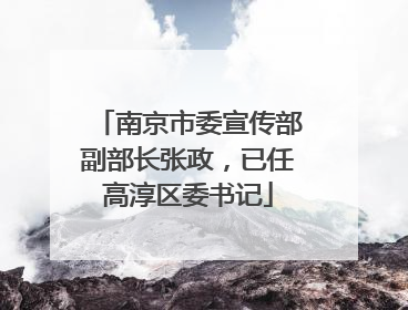 南京市委宣传部副部长张政，已任高淳区委书记
