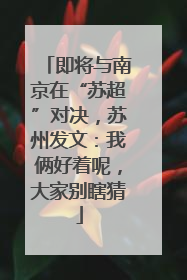 即将与南京在“苏超”对决，苏州发文：我俩好着呢，大家别瞎猜