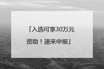 入选可享30万元资助！速来申报