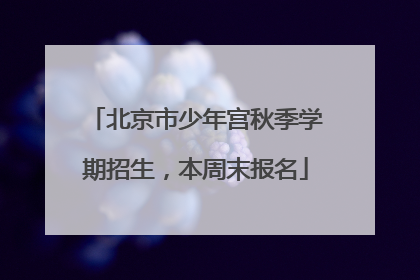 北京市少年宫秋季学期招生，本周末报名