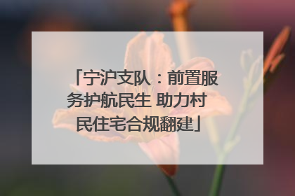 宁沪支队：前置服务护航民生 助力村民住宅合规翻建