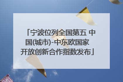 宁波位列全国第五 中国(城市)-中东欧国家开放创新合作指数发布