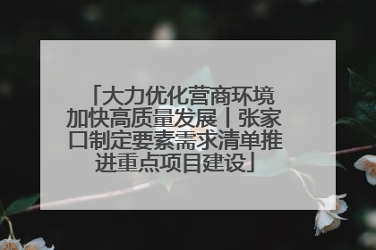 大力优化营商环境 加快高质量发展丨张家口制定要素需求清单推进重点项目建设