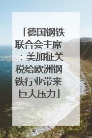 德国钢铁联合会主席：美加征关税给欧洲钢铁行业带来巨大压力
