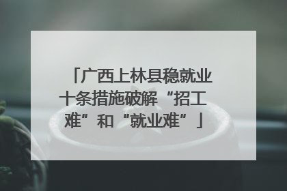 广西上林县稳就业十条措施破解“招工难”和“就业难”