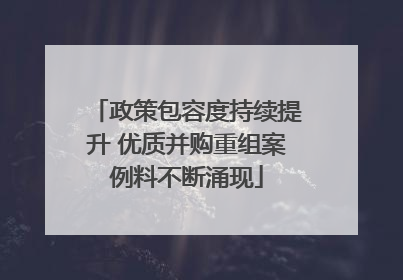 政策包容度持续提升 优质并购重组案例料不断涌现