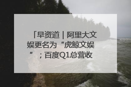 早资道｜阿里大文娱更名为“虎鲸文娱”；百度Q1总营收325亿元超预期