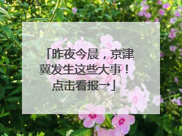 昨夜今晨，京津冀发生这些大事！点击看报→
