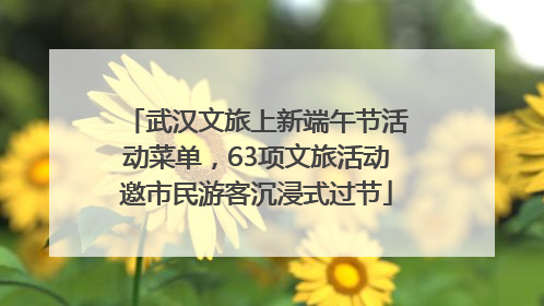 武汉文旅上新端午节活动菜单，63项文旅活动邀市民游客沉浸式过节