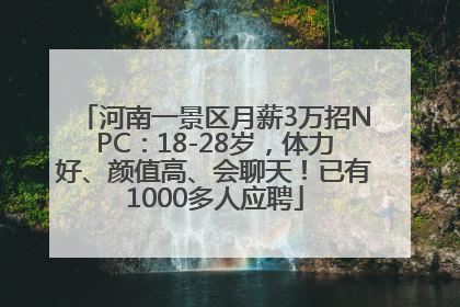 河南一景区月薪3万招NPC：18-28岁，体力好、颜值高、会聊天！已有1000多人应聘