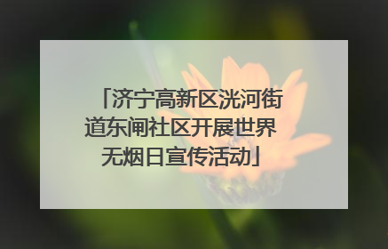 济宁高新区洸河街道东闸社区开展世界无烟日宣传活动