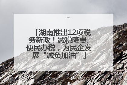 湖南推出12项税务新政！减税降费、便民办税，为民企发展“减负加油”