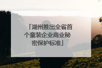 湖州推出全省首个童装企业商业秘密保护标准