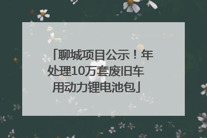 聊城项目公示！年处理10万套废旧车用动力锂电池包