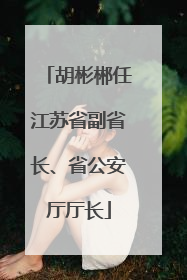 胡彬郴任江苏省副省长、省公安厅厅长