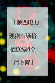 蒙西电力现货市场价格连续4个月下降