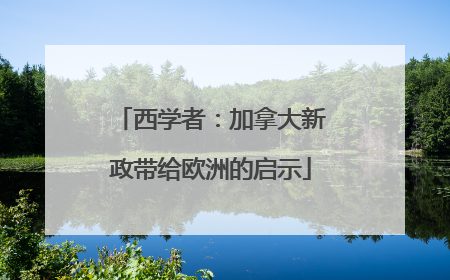 西学者：加拿大新政带给欧洲的启示