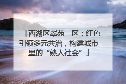西湖区翠苑一区：红色引领多元共治，构建城市里的“熟人社会”
