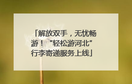 解放双手，无忧畅游！“轻松游河北”行李寄递服务上线