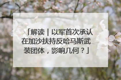 解读｜以军首次承认在加沙扶持反哈马斯武装团体，影响几何？
