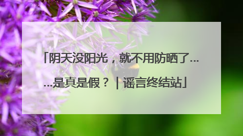 阴天没阳光，就不用防晒了……是真是假？｜谣言终结站