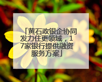 黄石政银企协同发力住更领域，17家银行提供融资服务方案