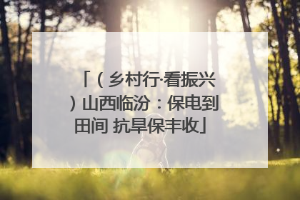 （乡村行·看振兴）山西临汾：保电到田间 抗旱保丰收