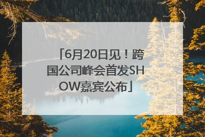 6月20日见！跨国公司峰会首发SHOW嘉宾公布
