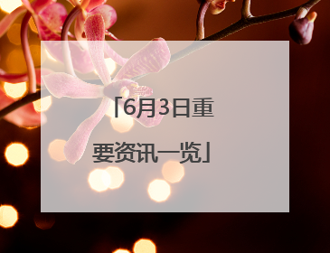 6月3日重要资讯一览